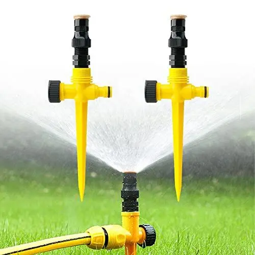 Produktbild: 2 x Gartenbewässerungssysteme, 360° drehbar, automatisches Bewässerungssystem, Garten-Rasensprinkler, Terrasse, Wasser sparen für Gewächshaus, Terrasse, Rasen