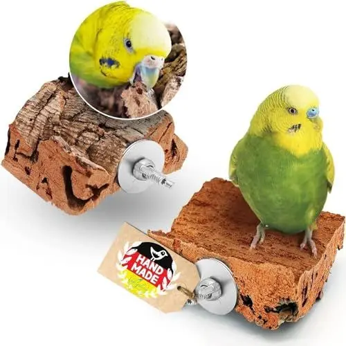 Produktbild: Vogelgaleria® 2 x Kork-Pickstein. Die leckere Alternative zum Kalkstein oder Sepia-Schale, Wellensittich Zubehör