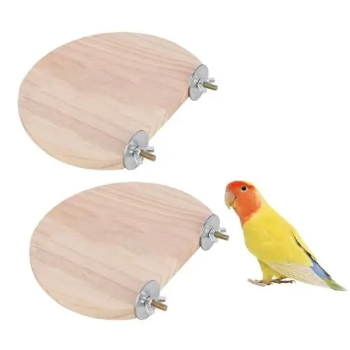 Produktbild: 2 x Vogelplattform, Vogel-Plattform Für Haustiere, Kletterplattform, Holzständer, Haustier Plattform, Sitzstangen Vögel, Massives Holz, Für Kleine Tiere, Sittiche, Hamster, Papageien, 12x13cm