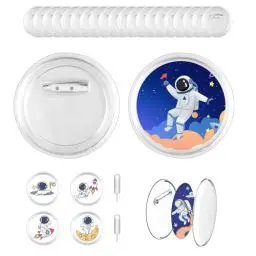 Produktbild: MUZHUPGUZ 20 STK Transparente DIY Ansteckbuttons, Acryl Abzeichen Button mit Anstecknadel für Foto Bild Kleidung, Ø 60mm