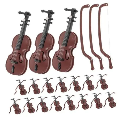 Produktbild: 20 Sätze Mini-Geige Geigen Weihnachtsgeige Modelle Weihnachtsmusikinstrument-Ornament Miniatur-Geige Violine Fotoshootings Requisiten Weihnachtsschmuck Zum Aufhängen Dekore Plastik TOYANDONA