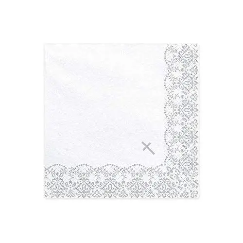 Produktbild: Servietten Kommunion mit Ornament, 33x33cm, silber (1 VPE / 20 Stk.)