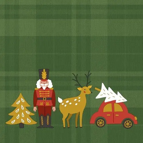 Produktbild: 20 Servietten Weihnachten Weihnachtsfiguren auf grün als Tischdeko. Papierservietten mit Motiv. Auch für Decoupage und Serviettentechnik 33x33cm
