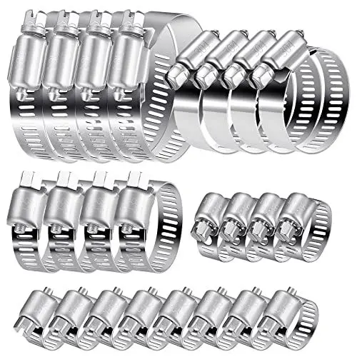 Produktbild: 20 Stk Schlauchschellen Set, Einstellbare 6–51 mm Rohrschellen Edelstahl 304, Schlauchbinder Schlauchklemme Schraubzwingen für Haus Rohr Pool Waschmaschine Garten