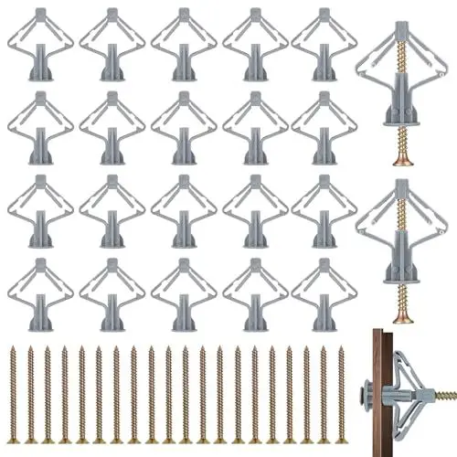 Produktbild: 20 StüCk GipskartondüBe, UniversaldüBel M8 Mit Schraube 50mm, Selbstbohrender GipskartondüBe, Schrauben Und Butterfly HohlraumdüBel, FüR Einlagige Und Doppelbeplankte Gipskartonplatten Hohlwand Uvm