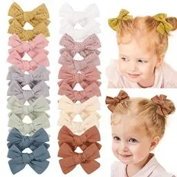 Produktbild: 20 Stück Baby Mädchen Haarschleifen Clips vollständig gefütterte Haarspangen Haarschmuck für kleine Mädchen Kleinkind Kinder Teenager (1-Light Multi-colored)