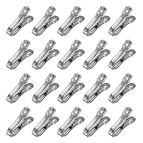 Produktbild: 20 Stück Gewächshaus Clip - Garten Clips, Pflanzenclips, Edelstahl Pflanzenhalter Klemmen, Strong Grip Shed Film Frame Shading Net Rod Clip, Wäscheklammer (5,5 * 1 cm)