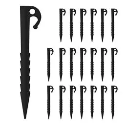 Produktbild: 20 Stück Kunststoff Heringe, 14.5cm Kunststoff Zeltheringe Zeltnägel, Robuste Erdnägel Camping Erdanker Plastik, Gartenheringe Zelt Stakes, für Zelte Camping Garten und Outdoor, Schwarz