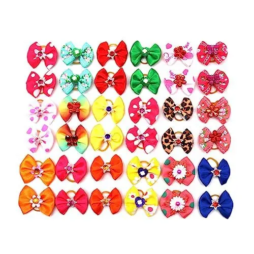 Produktbild: 20 Stück Mädchen-Haarspangen Mädchen-Haargummis Mädchen-Zubehör Elastischer Haarhalter Für Haustiere Tier-Haargummis Kätzchen-Pflegeset Gummiband Hundehaar-Fliege Welpen Zubehör
