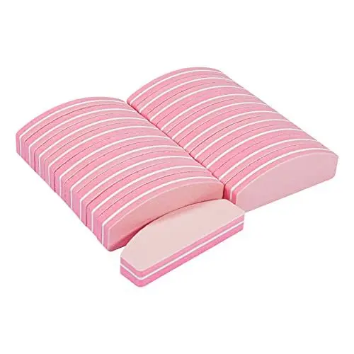 Produktbild: 20 Stück Nagelfeile 100/180,Lermende Nagelfeilen und Puffer für Nägel, Feilen für gelnägel, doppelseitige Nagellack-Pufferblöcke, Halbmond-Nagelpolierblöcke für Acrylnägel (Pink)
