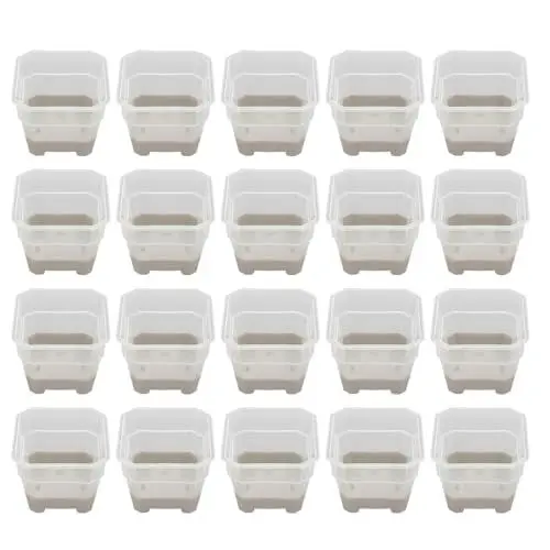 Produktbild: 20 Stück Pflanztöpfe, Kunststoff, Silikon, Quadratisch, Transparent, Wiederverwendbar, für Setzlinge, Blumen, Pflanzenbehälter, Samen-Starttöpfe Zum Pflanzen von Samen,
