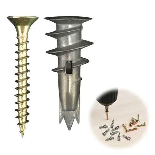 Produktbild: 20 Stück Rigipsdübel,Selbstbohrender GipskartondüBel Metall mit Schrauben,​Dübel mit Schrauben, Geeignet zur Befestigung An Trockenbauwänden, Ziegeln, Steinen Usw(20 Schrauben)
