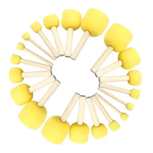 Produktbild: 20 Stück Schwammpinsel Runde Schaum Pinsel mit Holzgriff Pinselset aus Schaumstoff für Kinder Malerei Doodle DIY Kunst Handwerk