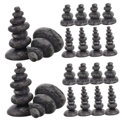 Produktbild: Toyvian Vintage Harz Zen Garten Kit 20 Stücke Gestapelt Decor Natürliche Stein Für Yoga Meditation Zubehör
