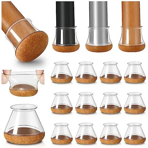 Produktbild: 20 Stück Stuhlbeinkappen Silikon Transparent Bodenschoner für Stuhlbeine mit umwickeltem Filz, Stuhlbeinabdeckungen, Möbelfüße, Polster, kein Lärm, Keine Kratzer, Durchmesser 20-30mm