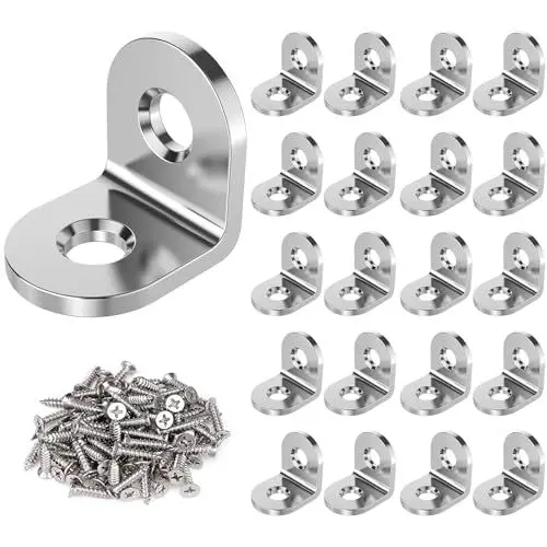 Produktbild: 20 Stück Winkelverbinder, 20 × 20mm Edelstahl Winkel Metallwinkel 90 Grad, Kleine Winkel, L-Form Winkel Metall Edelstahl Ecke Klammer Möbel für Bracket Möbel Tabelle (Silber)