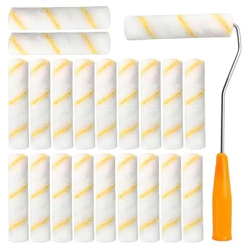 Produktbild: 20 Stücke Malerrollen Set, 15cm Profi Farbwalze, Streichen Farbroller Malerwalzen mit Griff, Lackrolle für Lacke auf wasserbasis und leicht lösemittelhaltige Lacke