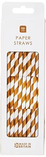 Produktbild: 20 braun-weiß gestreifte Trinkhalme aus Papier, von Talking Tables. Biologisch abbaubar, umweltfreundlich, Party Dekoration, Feier.