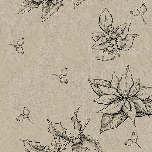 Produktbild: 20 nachhaltige Servietten aus Recycling-Papier Weihnachten Weihnachtsblätter mit Beeren als Tischdeko. Papierservietten mit Motiv. Ökologisch nachhaltige Deko aus recyceltem Papier. 33x33cm