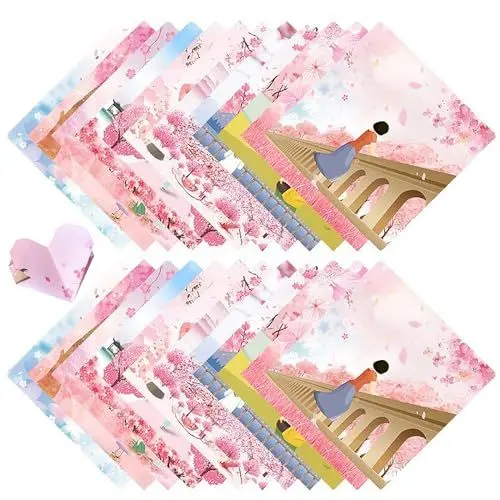 Produktbild: 200 Blatt Origami Papier 15x15 cm Quadratisch Faltpapier mit Kirschblütenmuster Doppelseitiges Bastelpapier Muster Origamipapier Set für DIY Kunst und Handwerk Projekte (12 Stil)