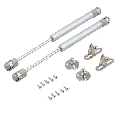 Produktbild: 200 N Gasdruckfedern, 2 x Schranktürscharniere, Hebefederklappe, Gasdruckfederstütze, Bar, Küchenschrank, Box, 100/200 N Druck (200 N)