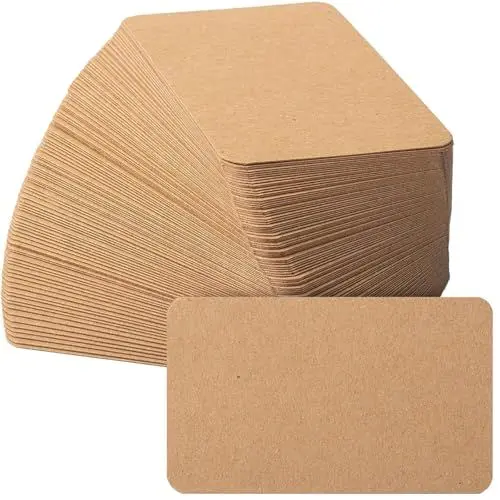 Produktbild: 200 Stück Blanko Kraftpapier Karten, Karteikarten Blanko Papier Karten,Visitenkarten Papier, Lernkarten Memory Kartens, Postkarten zum Selbstgestalten für Mitteilungs Gedächtnis (Braun)