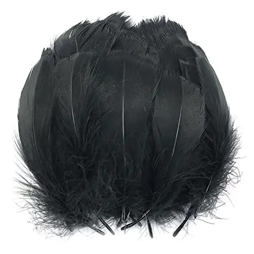 Produktbild: 200 Stück Federn Zum Basteln Bunte Federn, MoreChioce Natürliche Gänsefeder Naturfeder 6cm-12cm (2.36 Zoll- 4.72 Zoll) Bastelfedern Handwerk Flauschige Feder für Hochzeit Kunstwerk Party Deko,Schwarz
