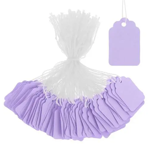 Produktbild: 200 Stück Lila Geschenkanhänger, 45 X 35 mm Preisschilder Etiketten Anhänger Etiketten zum Beschriften Preisauszeichner Papier Preisetiketten Etiketten für Kleidung, Schmuck Display, Geschenk