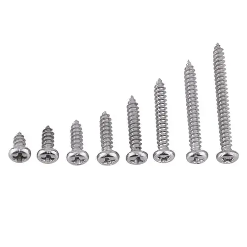 Produktbild: Syrisora ​​Holzschraube, 200 Stück M3 Edelstahl SS304 Selbstschneidende Schrauben Pan Flat Truss Head (Selbstschneidende Rundkopfschrauben)