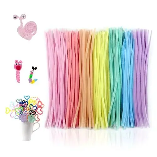 Produktbild: 200 Stück Pfeifenputzer Bunt zum Basteln, Pfeifenreiniger Chenilledraht Biegeplüsch Basteldraht Pipe Cleaner Basteln Pfeiffendraht Macaron Pfeifenputzer Lang 6 mm x 30 cm