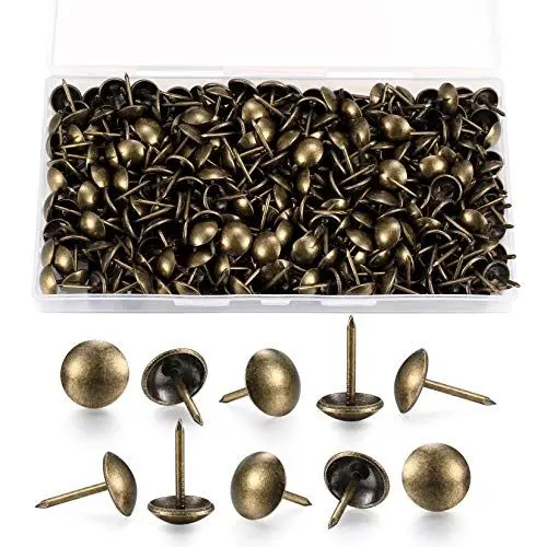 Produktbild: 200 Stück Polsternägel, Ziernägel antik Bronze, Möbel Heftzwecken, Reisszwecken mit Kunststoff Aufbewahrungsbox (11 * 17 mm)