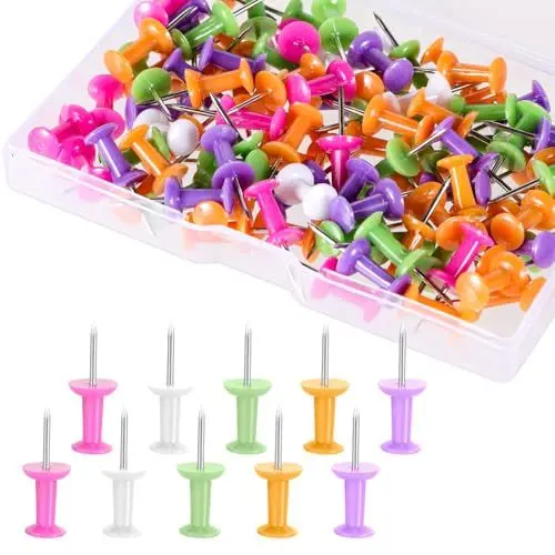 Produktbild: 200 Stück Reißzwecken Bunt Reißnägel Reißzwecke Pinnadeln Heftzwecken Pinnwandnadeln Push Pins für DIY Bulletin Board Kork Boards Wandkarten