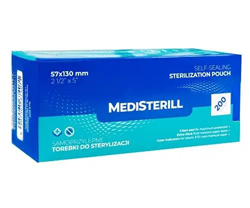 Produktbild: 200 Stück Selbstdichtender Sterilisationsbeutel, PVC-Dentalsterilisationsbeutel Selbstdichtender Beutel Autoklaven-Sterilisatorbeutel für Reinigungswerkzeuge (5,7x13 cm)