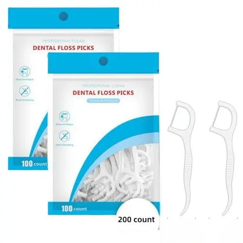 Produktbild: 200 Stück Zahnseide stick Zahnpflege Interdental Flosser Zahnreiniger Sticks, Zahnseidensticks, Zahn Draht, Dental Floss,Zahnstocher Stick Oralpflege 2er Pack