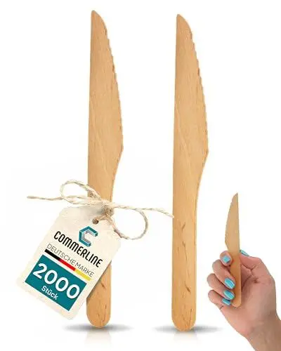Produktbild: 2000 Stück Einweg Holzmesser Besteck | Holz Messer Einwegmesser Einwegbesteck | Holzbesteck Holzgeschirr Einweg Messer aus Holz (2000)