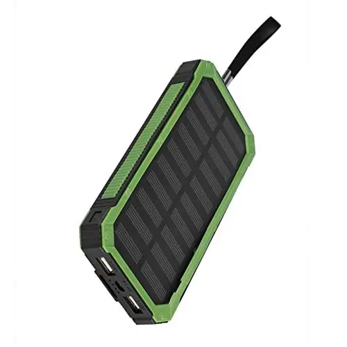 Produktbild: 20000 MAh Solar Power Bank Case Kit Solarladegerät für den Außenbereich mit Zwei USB-5-V-Ausgängen (Grün)