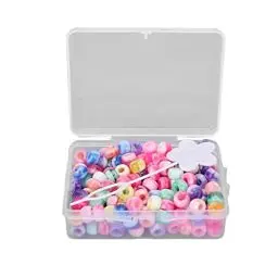 Produktbild: 200Pcs DIY Haarperlen, Pony Perlen Candy Color DIY Schmuckherstellung Perlen Haarperlen für Armband Halskette Handwerk Herstellung und Haarzöpfe(Siebenfarbige Mischfarbe)