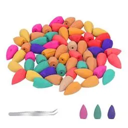 Produktbild: 200Pcs Rückfluss Räucherkegel Set KATOOM Sandelholz Räucherstäbchen Gemischte Düfte Räucherkerze Natürlicher Duft für Aromatherapie Luftreinigung