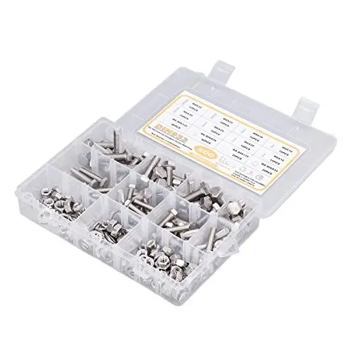 Produktbild: 200-teiliges Sechskantschrauben-Unterlegscheiben-Mutter-Set, Edelstahl-Maschinenschrauben-Reparaturset, Möbel-Reparaturset