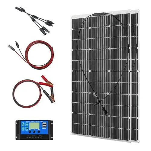 Produktbild: 200W Flexible Solar module Kit 2 * 100W 18V single crystal photovoltaic module 20Acontroller, for charging 12V batteries - mobile homes, caravans, boats, roofs （200）