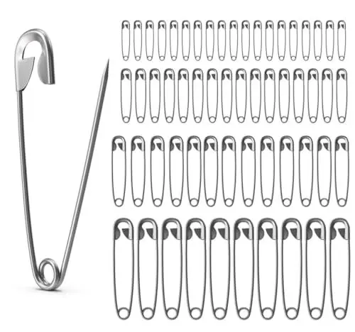 Produktbild: 200x Stück Sicherheitsnadeln Mix - Klein & Groß - Safety pins Nadeln Set - Verbandklammern zum Nähen & Schneidern