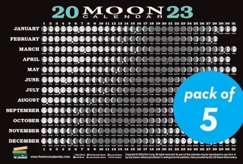 Produktbild: 2023 Moon Calendar Card (5 pack): Lunar Phases, Eclipses, and More!