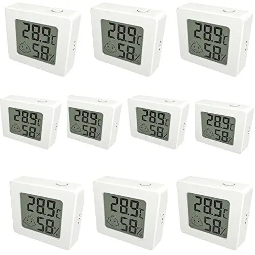 Produktbild: ?2023-Upgrade?10Stk Hygrometer Thermometer Innen LCD Digital Mini Zimmerthermometer Raumthermometer Temperatur und luftfeuchtigkeitsmesser für Wohnzimmer, -20-60°C, 10%-99%RH,(Direktlieferung ab Werk)