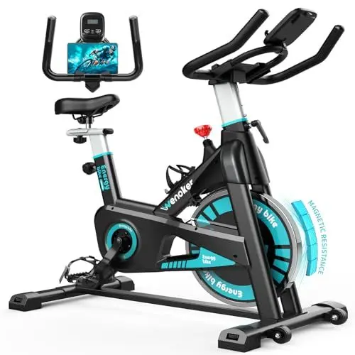 Produktbild: (2024 Aktualisierte) Wenoker Heimtrainers Fahrrad mit Magnetischem Widerstand, Indoor Fitnessbike Heimtrainer Kardio Training Fitnessbikes Hometrainer Fahrrad 160 kg Belastbar