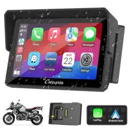 Produktbild: 2024 Carpuride W502B Motorrad-Carplay-Bildschirm für BMW R1200GS R1250GS S1000XR Motorrad, 5 Zoll Wasserdichter Touchscreen, Tragbare Carplay/Android Auto,GPS-Navigation für Motorrad, Dual Bluetooth
