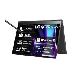 Produktbild: 2024 LG gram Pro 16 Zoll 2in1 Notebook - 1399g Intel Core Ultra7 Laptop (16GB RAM, 1TB Dual SSD, 20,5h Akkulaufzeit, OLED Touch Panel, LG Stylus Pen, Win 11 Home) - Schwarz
