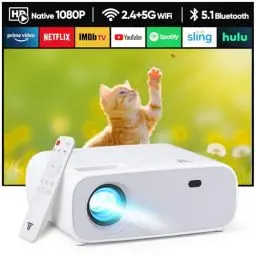 Produktbild: 2024 Neuer Mini Beamer, 18000 Lumen Bluetooth Projektor, 4K Unterstützung, 5G WiFi LCD Heimkino Tragbarer Projektor, Kompatibel mit iOS/Android/Laptop/HDMI/PC/TV Stick/USB (Grau)