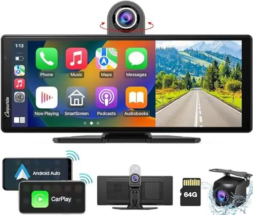 Produktbild: Carpuride 4K W903 Kabellos Carplay & Android Auto-Autoradio mit 4K-Dashcam, Rückfahrkamera, Tragbarem 9,3-Zoll-IPS-Touchscreen, Autoradioempfänger mit Spiegel, Bluetooth, Fahrnavigation