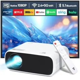 Produktbild: 2024 New Beamer, 1080P Bluetooth WiFi Projektor, 18.000 Lumen HD Display, unterstützt 30-200 Zoll Projektionsgröße, kompatibel mit Mehreren Geräten (Schwarz)