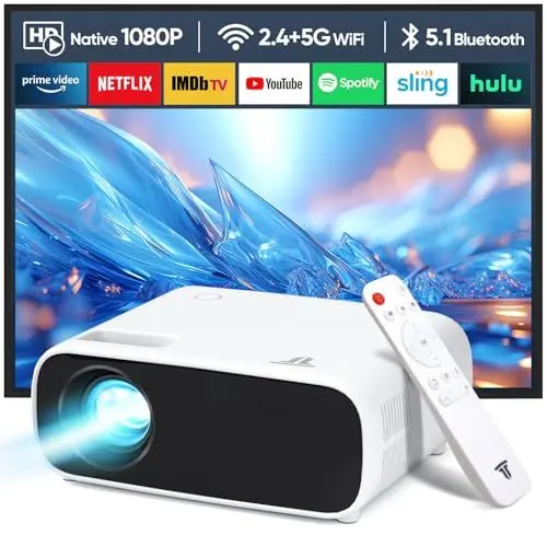 Produktbild: 2024 New Beamer, 1080P Bluetooth WiFi Projektor, 18.000 Lumen HD Display, unterstützt 30-200 Zoll Projektionsgröße, kompatibel mit Mehreren Geräten (Schwarz)